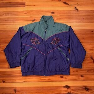 Vintage Casual Isle Windbreaker Jacket XL 80s Bright Colorblock Retro Streetwear